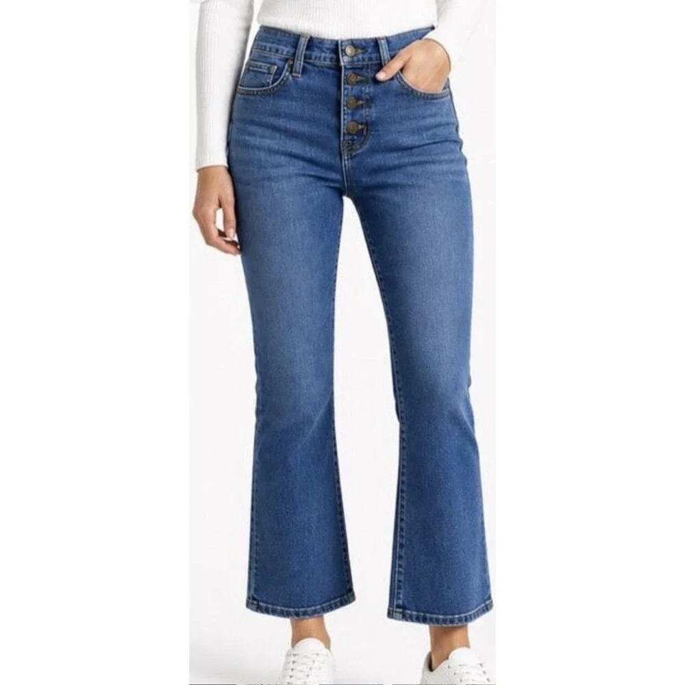NWOT J.Crew Women’s Medium Wash Mid Rise Flare Crop Jeans - 29